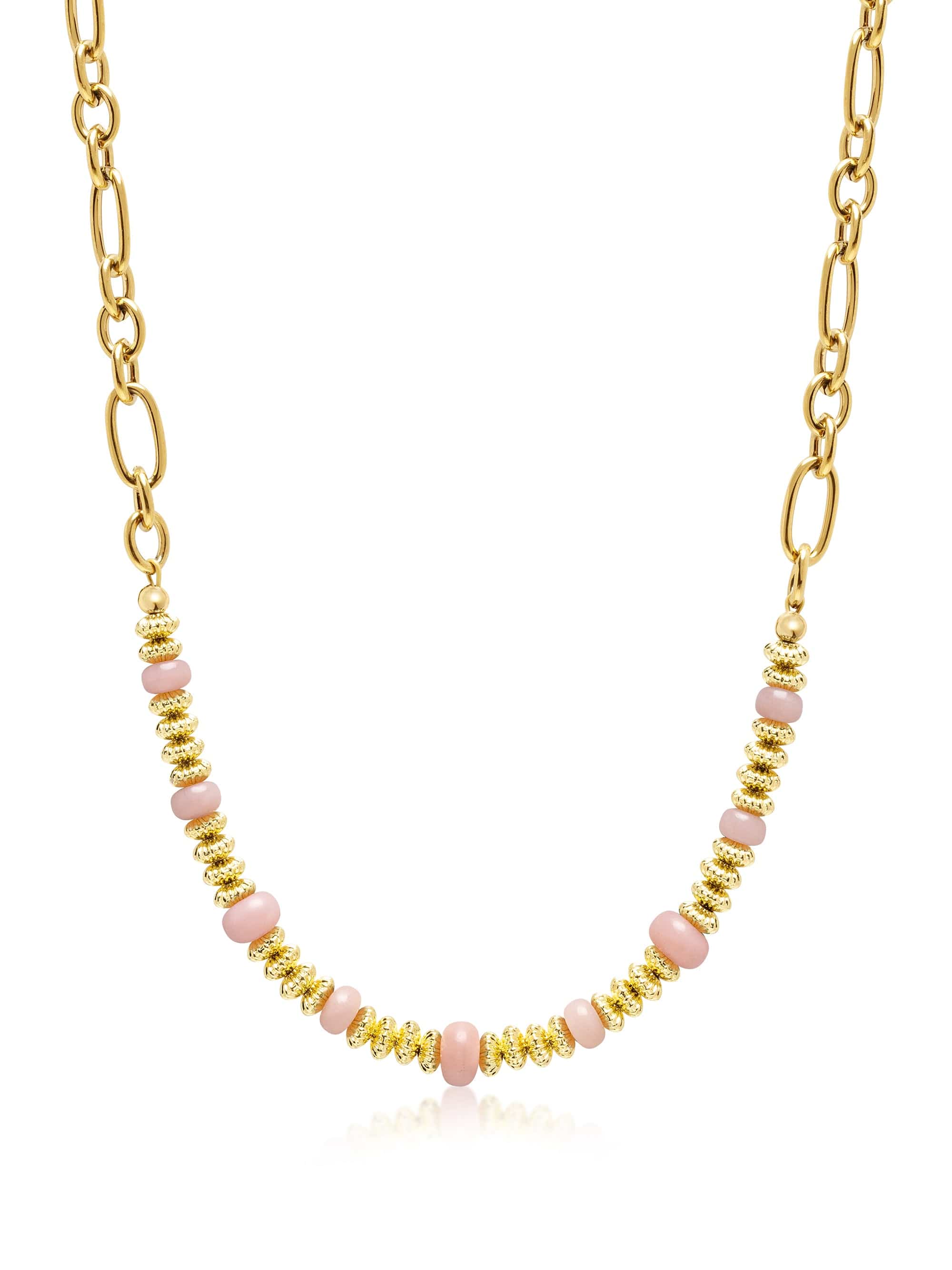 Nialaya Women's Necklace Chain Choker with Rose Quartz Chain Choker with Rose Quartz 18 Inches / 45.7 cm WNECK_326