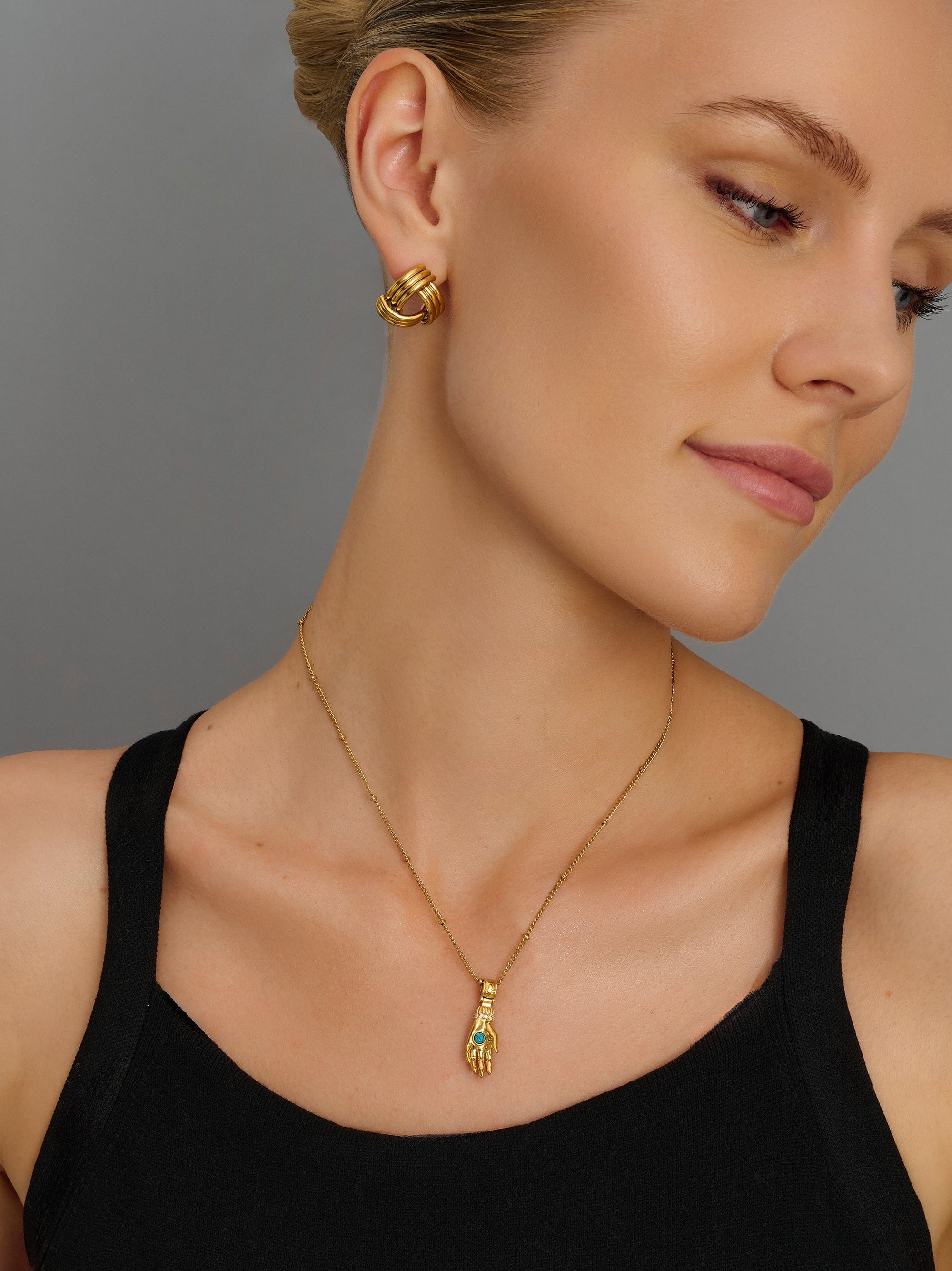 Nialaya Women's Necklace Gold Guardian Hand Pendant Necklace Gold Guardian Hand Pendant Necklace 16 Inches / 40.64 cm WNECK_291