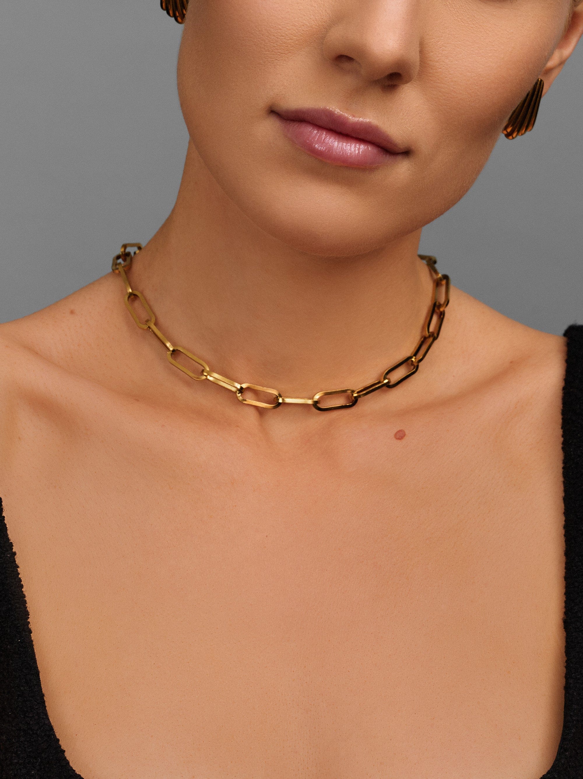 Nialaya Women's Necklace Gold Link Chain Necklace Gold Link Chain Necklace 15 Inches / 38.1 cm WNECK_324
