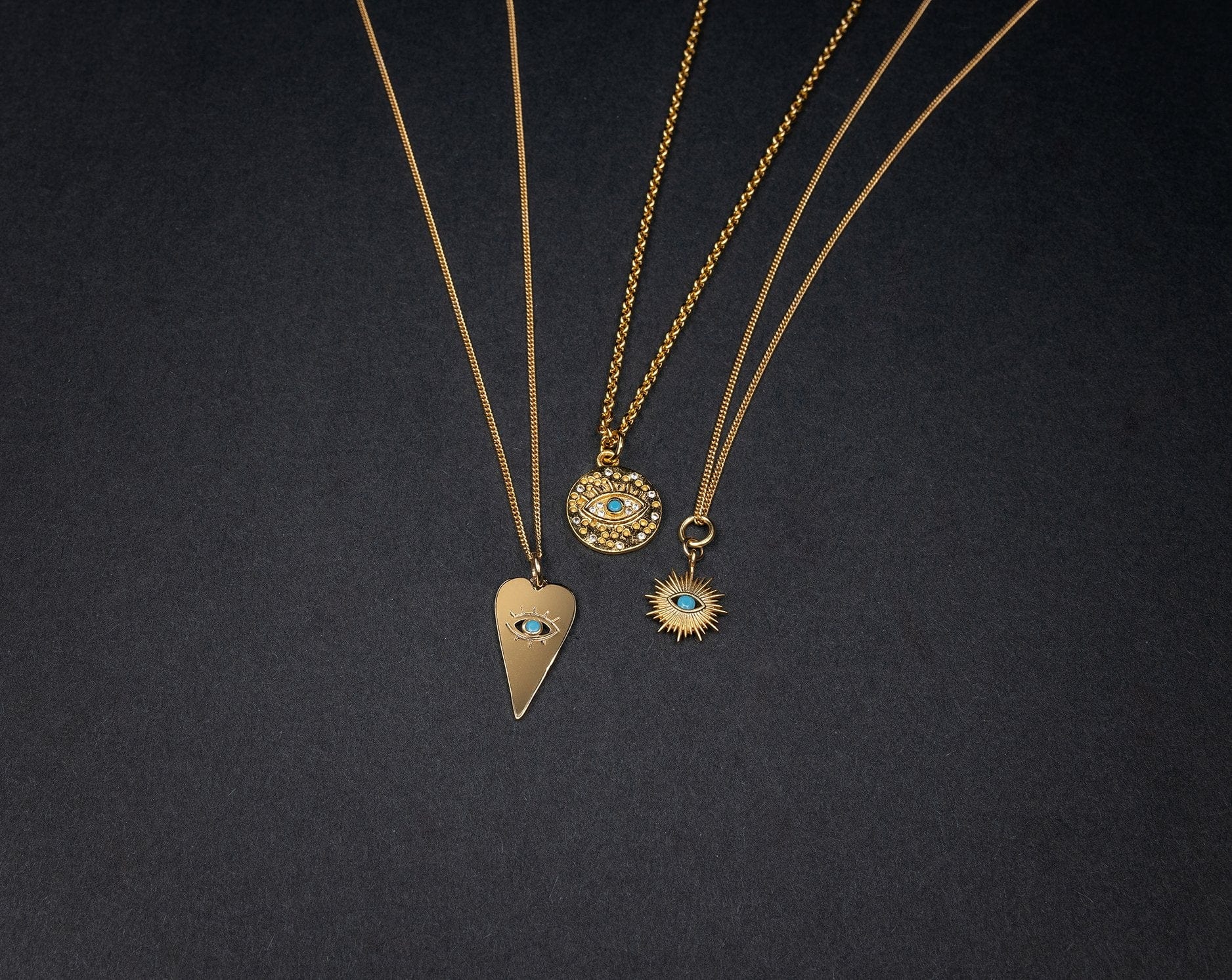 Nialaya Women's Necklace Gold Necklace with Mini Evil Eye Pendant