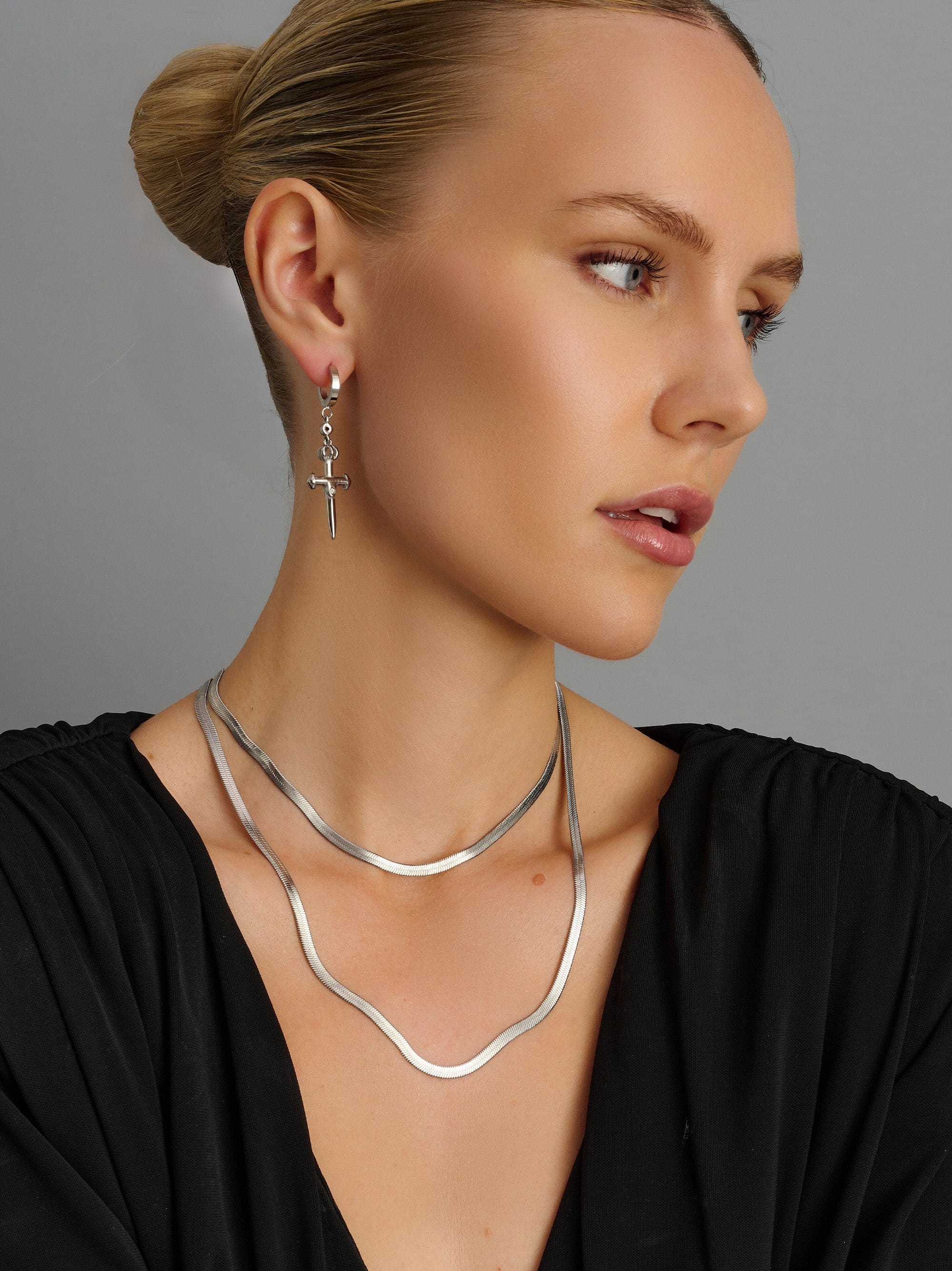 Nialaya Women's Necklace Snake Chain Necklace in Silver Snake Chain Necklace in Silver 16 Inches WNECK_320