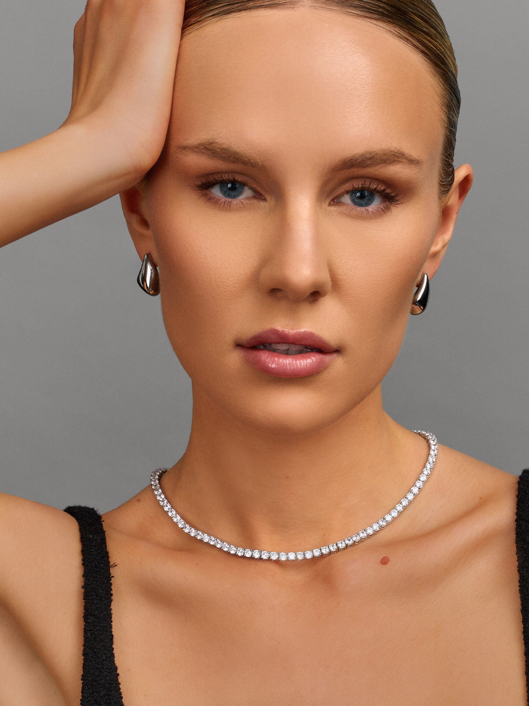 Nialaya Women's Necklace Tennis Choker in Silver Tennis Choker in Silver 16 inches / 40.6 cm WNECK_332