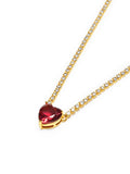 Nialaya Women's Necklace Women's CZ Necklace with Red Cubic Zirconia Heart WNECK_267