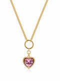 Women's Necklace with Pink Cubic Zirconia Heart Pendant