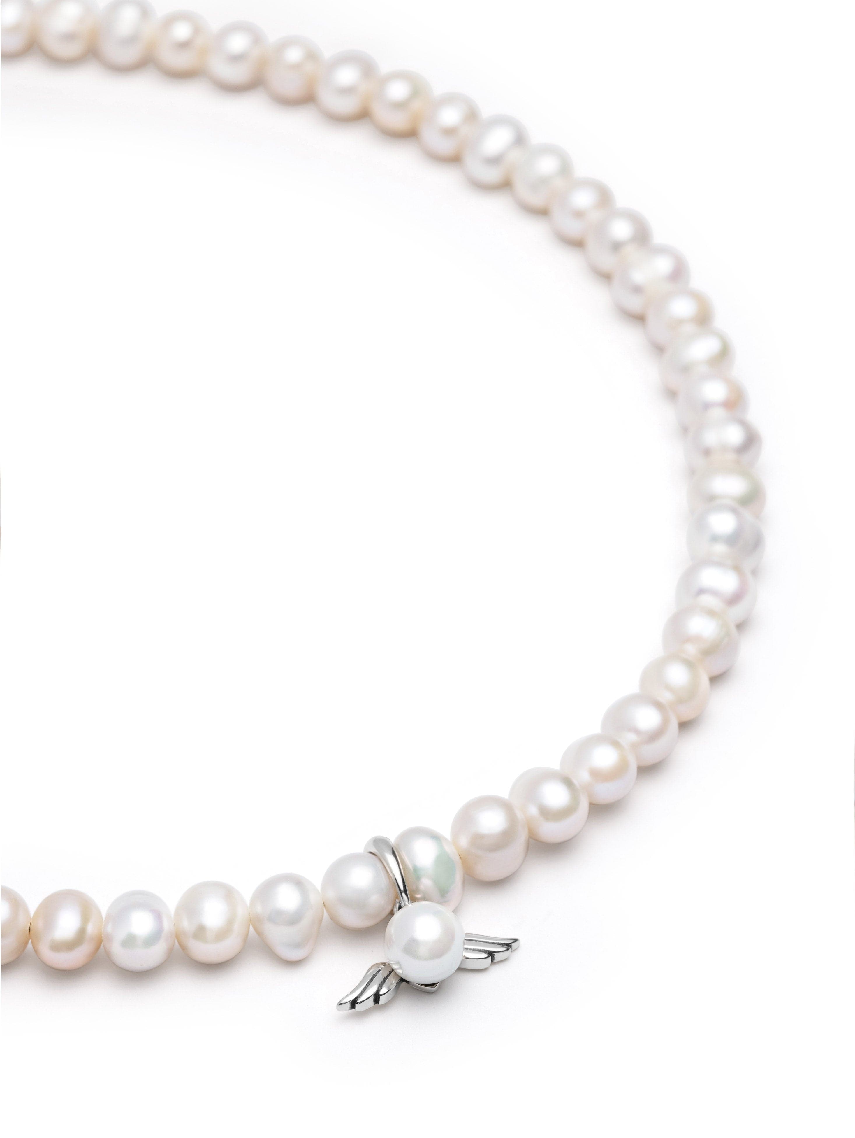 Nialaya Women's Necklace Women's Pearl Choker with Angel Wing Pendant 17 Inches / 43.18 cm WNECK_218