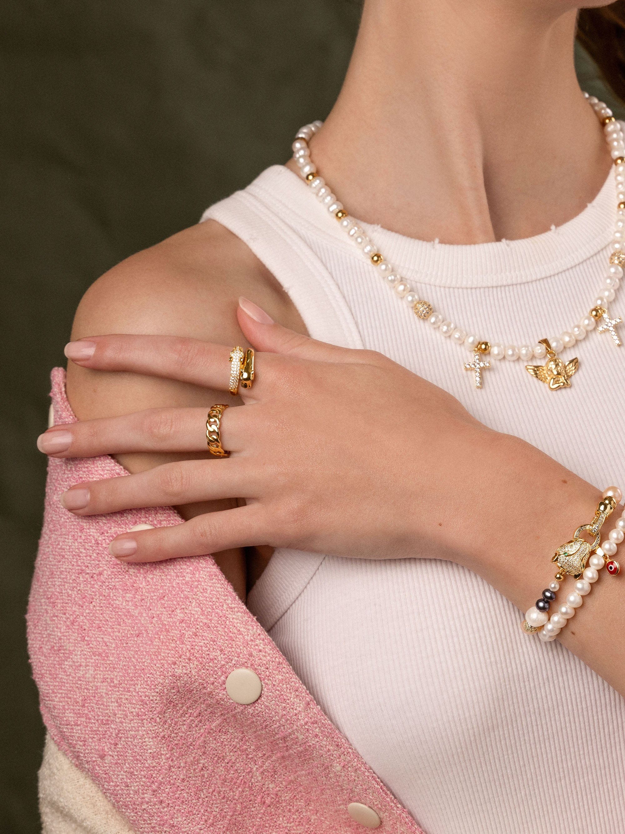 Nialaya Women's Ring Chain Ring in Gold