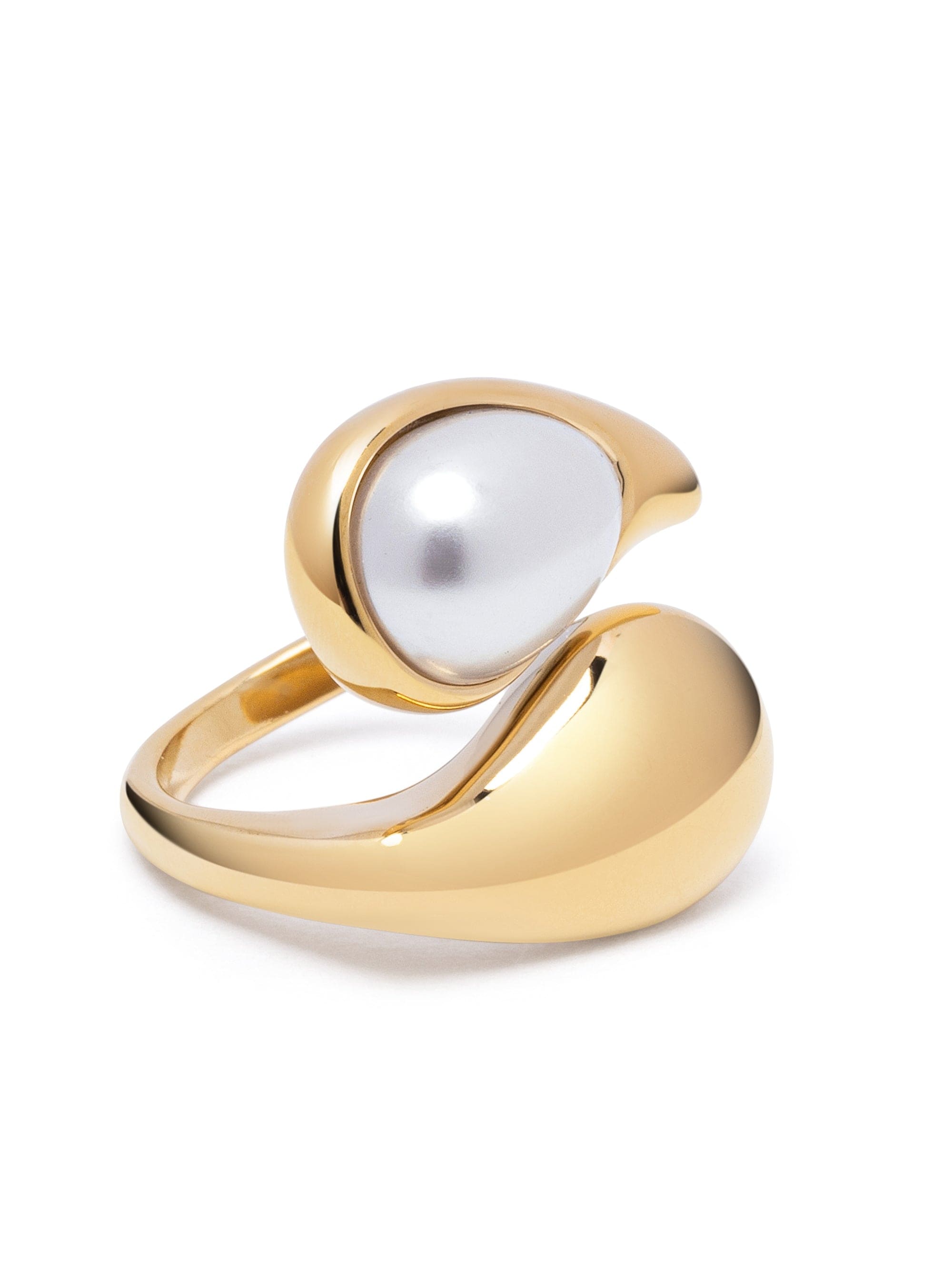 Nialaya Women's Ring Cuff Ring with Pearl in Gold Cuff Ring with Pearl in Gold One Size WRING_084
