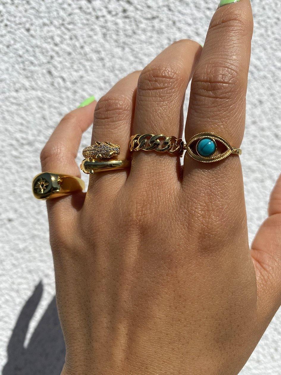 Nialaya Women's Ring Skyfall Turquoise Evil Eye Ring