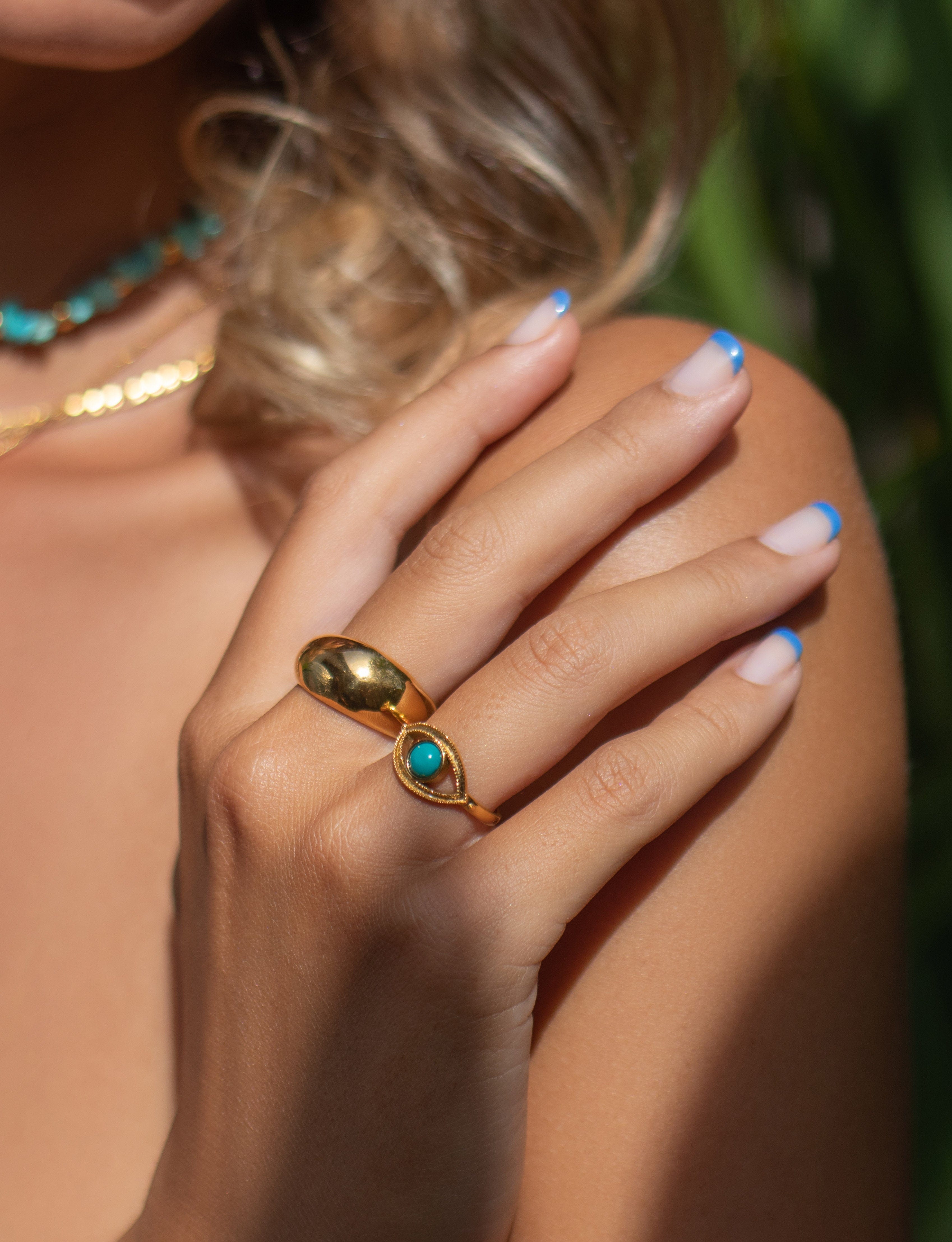 Nialaya Women's Ring Skyfall Turquoise Evil Eye Ring