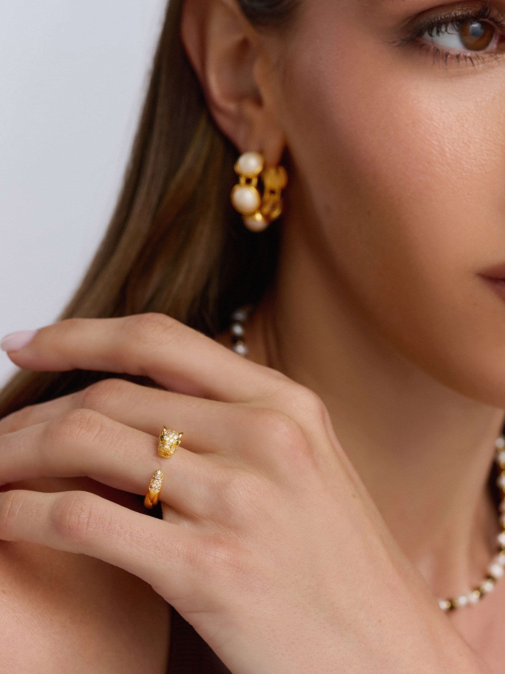 Nialaya Women's Ring Women's Panther Wrap Ring in Gold Women's Panther Wrap Ring in Gold