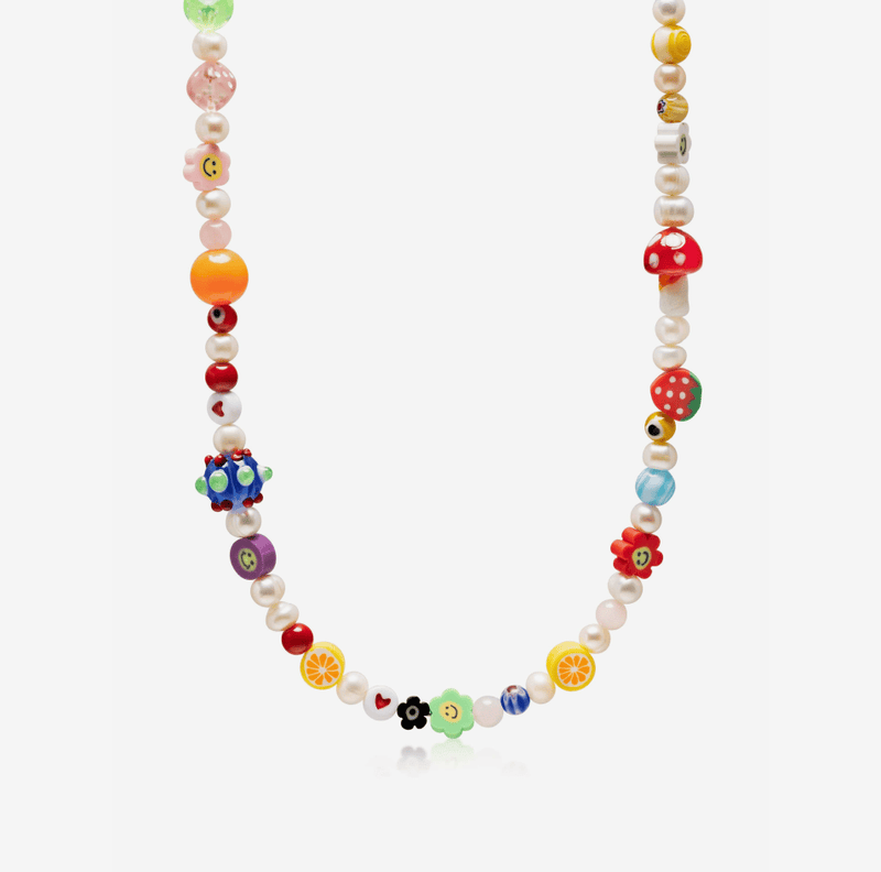 Berry Pearl Necklace with Assorted Beads