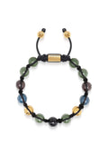 Men's Beaded Bracelet with Multicolored Ceramic & Gold Balls