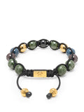 Men's Beaded Bracelet with Multicolored Ceramic & Gold Balls