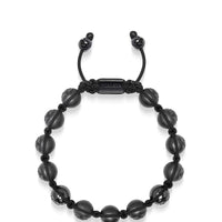 Men's Beaded Bracelet with Matte Black & Glossy Black Ceramic Beads