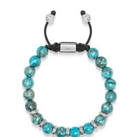 Men's Sterling Silver Beaded Bracelet with Turquoise
