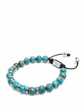 Men's Sterling Silver Beaded Bracelet with Turquoise