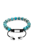 Men's Sterling Silver Beaded Bracelet with Turquoise