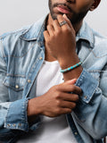 Men's Sterling Silver Beaded Bracelet with Turquoise