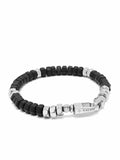 Men's Hexagon Beaded Bracelet with Black Onyx and Silver