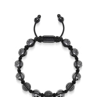 Men's Beaded Bracelet with Glossy Black Ceramic & CZ Beads
