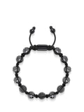 Men's Beaded Bracelet with Glossy Black Ceramic & CZ Beads