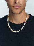 Men's Smiley Face Pearl Choker with Assorted Beads