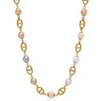 Men's Gold Mariner Chain with Multicolored Pearls