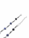 Men's Silver Cross Chain with Matte Onyx and Blue Dumortierite