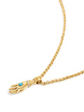 Men's Hand Pendant with a Small Turquoise Gemstone in Gold