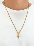 Men's Hand Pendant with a Small Turquoise Gemstone in Gold