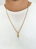 Men's Hand Pendant with a Small Turquoise Gemstone in Gold