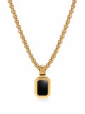 Men's Sterling Silver Necklace with Two-in-One Malachite & Black Onyx Pendant
