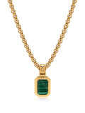 Men's Sterling Silver Necklace with Two-in-One Malachite & Black Onyx Pendant