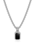 Men's Sterling Silver Necklace with Two-in-One Turquoise & Black Onyx Pendant