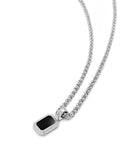 Men's Sterling Silver Necklace with Two-in-One Turquoise & Black Onyx Pendant