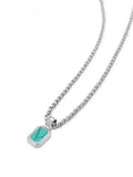 Men's Sterling Silver Necklace with Two-in-One Turquoise & Black Onyx Pendant