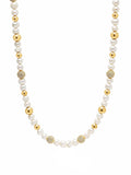Pearl Necklace with CZ Beads