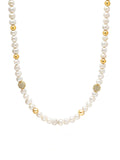 Pearl Necklace with CZ Beads