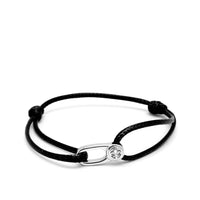 Black String Bracelet with Silver Hook