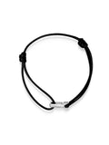 Black String Bracelet with Silver Hook