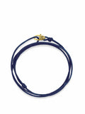 Navy Wrap-Around String Bracelet with Gold Plating