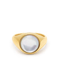 Men's Gold Signet Ring with Pearl Dome
