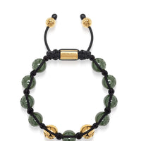 Women's Beaded Bracelet with Green Ceramic and Gold Beads