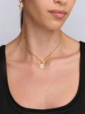Women's Sterling Silver Necklace with Two-in-One Pearl & Black Onyx Pendant
