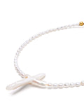 Natural Pearl Cross Choker