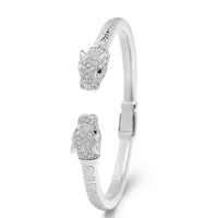 Men's Silver CZ Panther Bangle