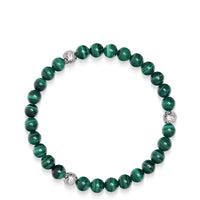 6mm Green Malachite Bracelet with Silver Balls