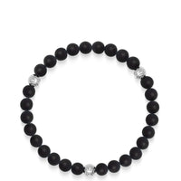 6mm Matte Black Onyx Bracelet with Silver Balls