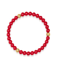 6mm Red Jade Bracelet with Gold Balls