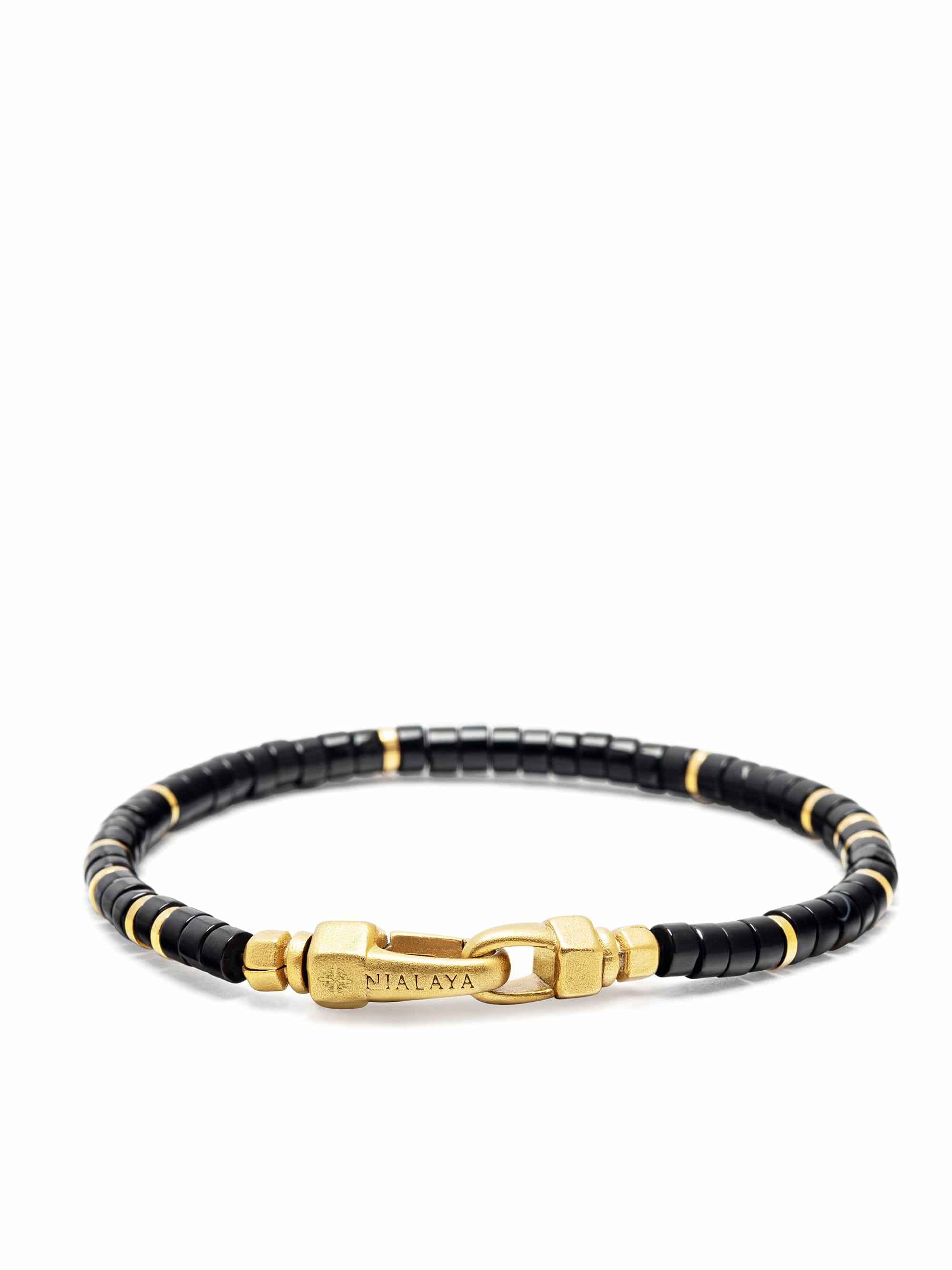 Nialaya Men's Beaded Bracelet Black Onyx Heishi Bracelet Black Onyx Heishi Bracelet